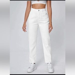 Shein Straight Leg White Mom Jeans